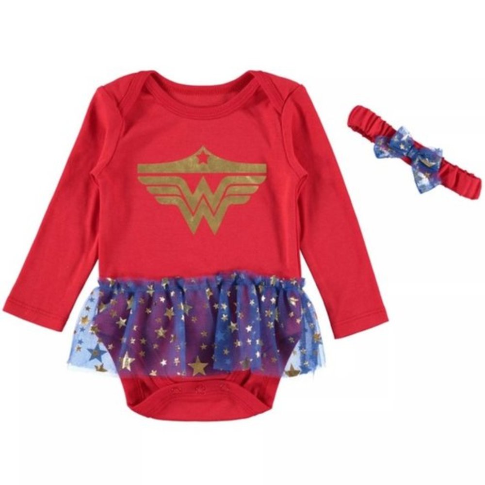 NWT Wonder Woman Size  2-Piece Tutu Bodysuit and Headband Set‎ in Red